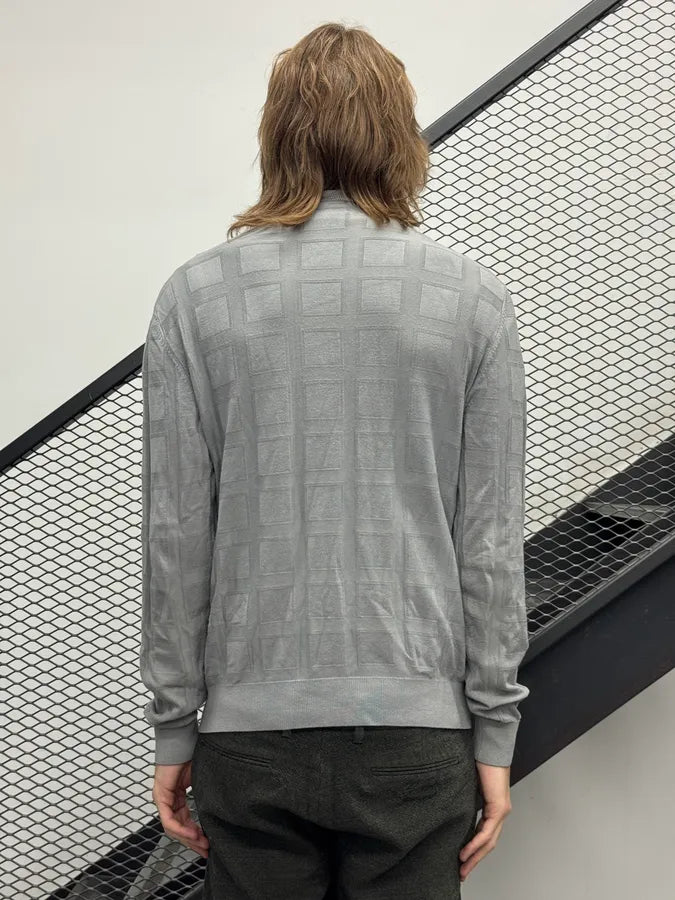 SS2020 Emporio Armani Grey Jacquard Sweater kKwCveJ 2