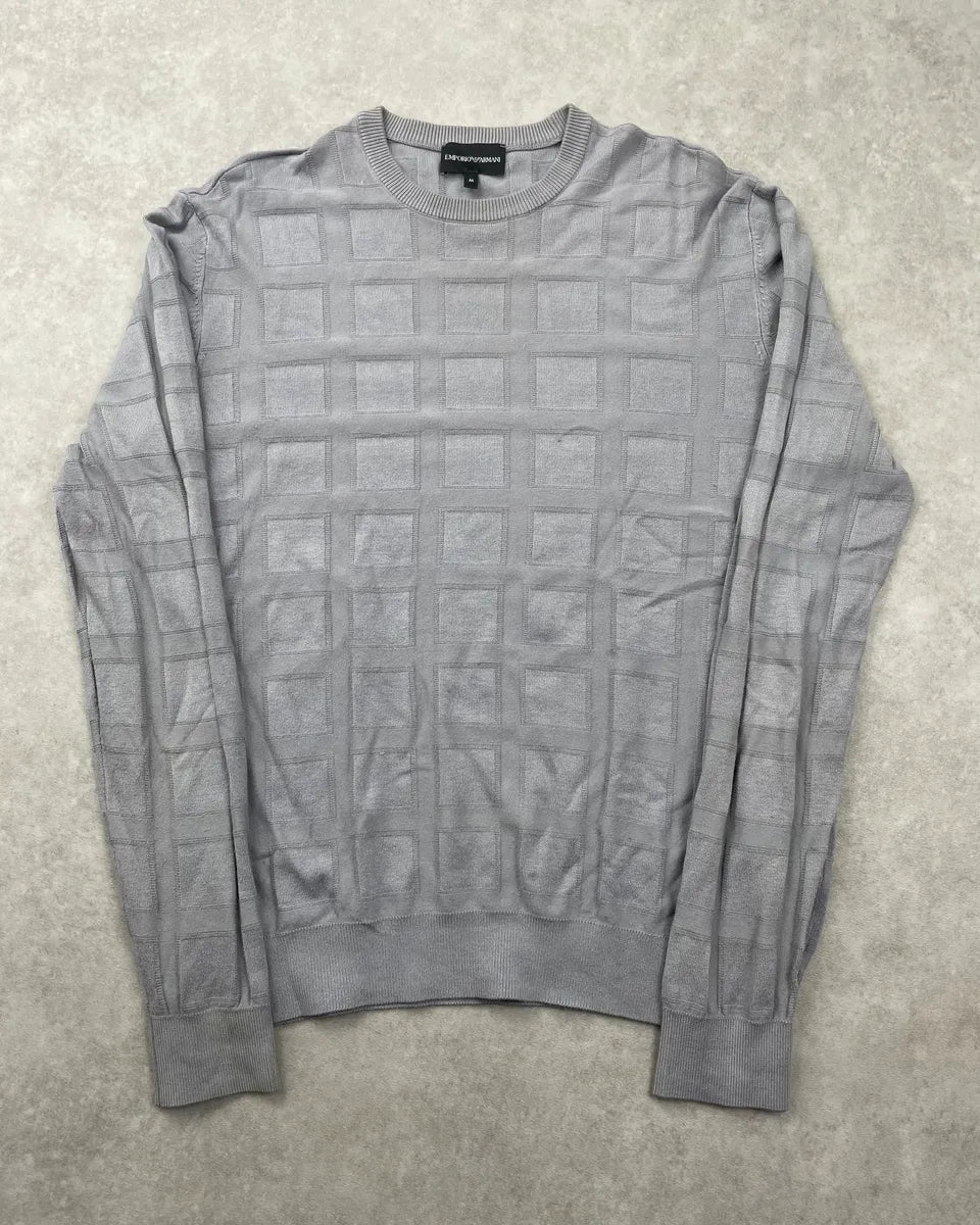 SS2020 Emporio Armani Grey Jacquard Sweater kKwCveJ 0