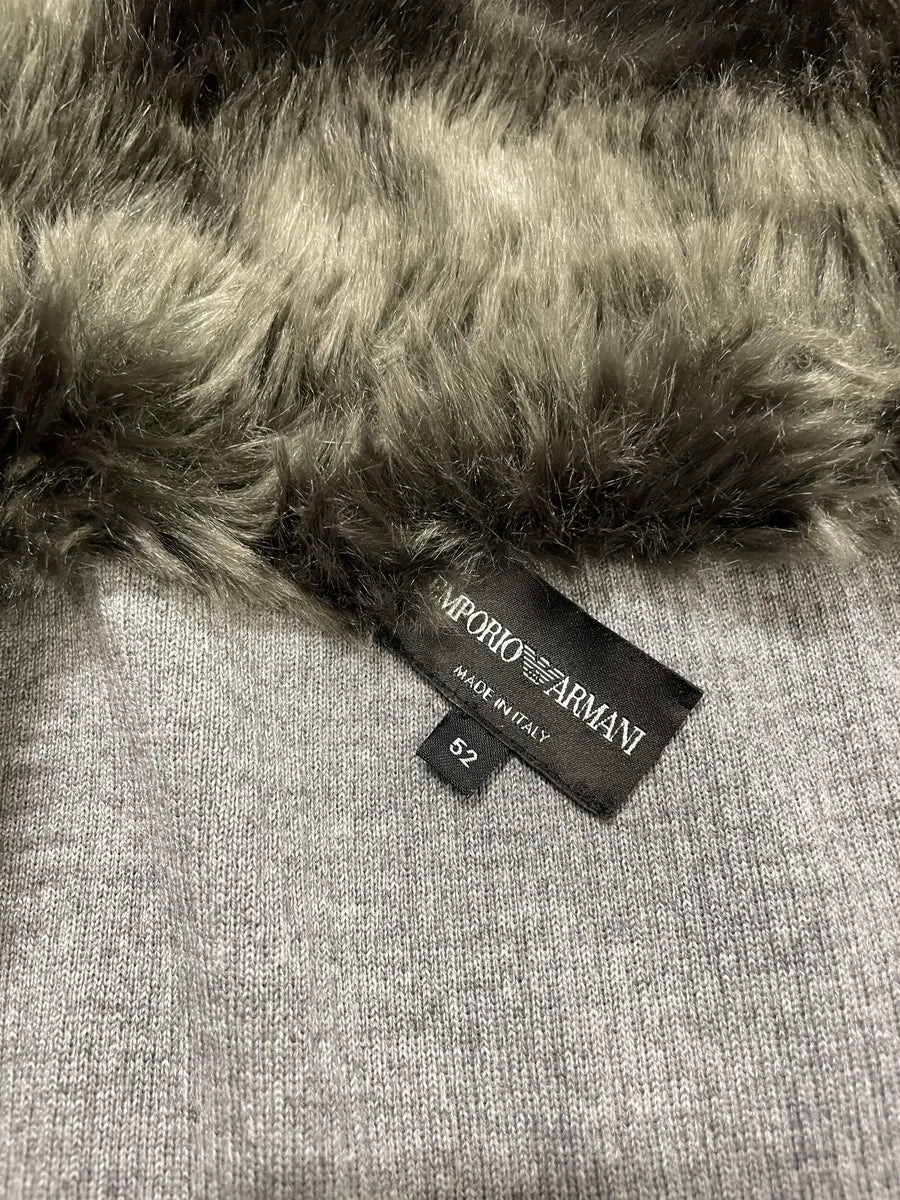Emporio Armani Grey Fur Collar Zip-up Sweater (L) 8