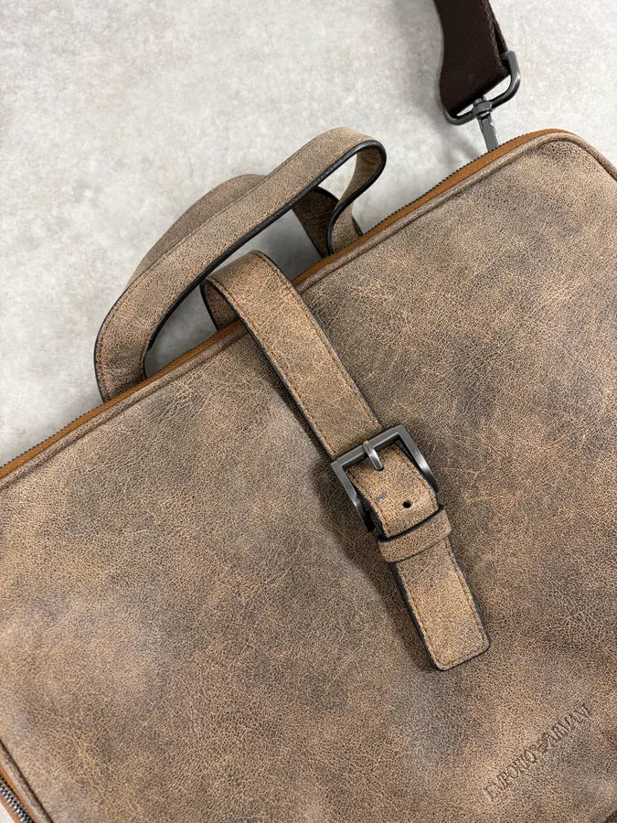 Emporio Armani Grey Leather Shoulder Bag RGylDQN 4