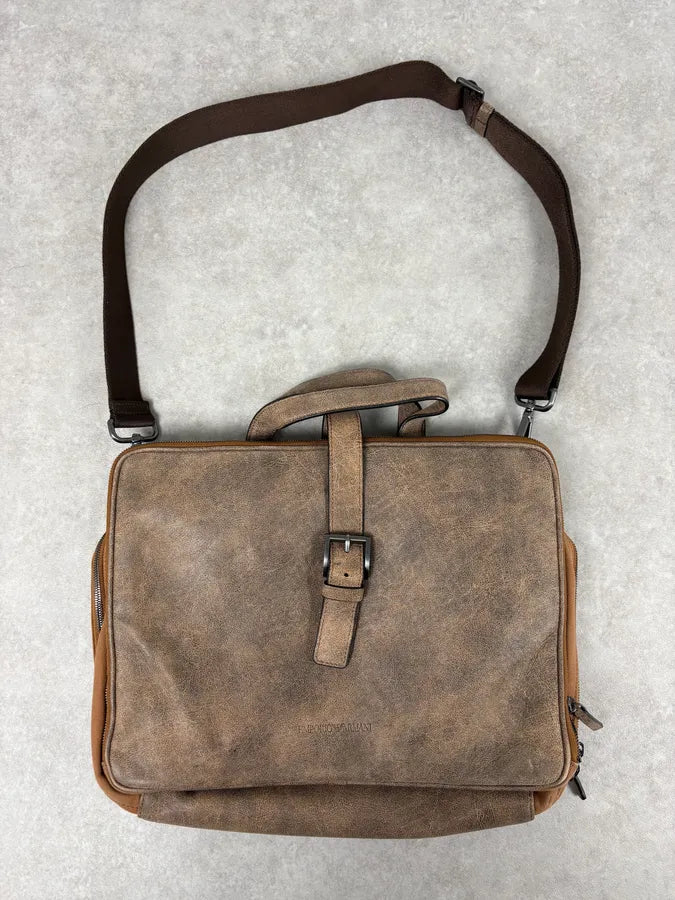 Emporio Armani Grey Leather Shoulder Bag RGylDQN 0