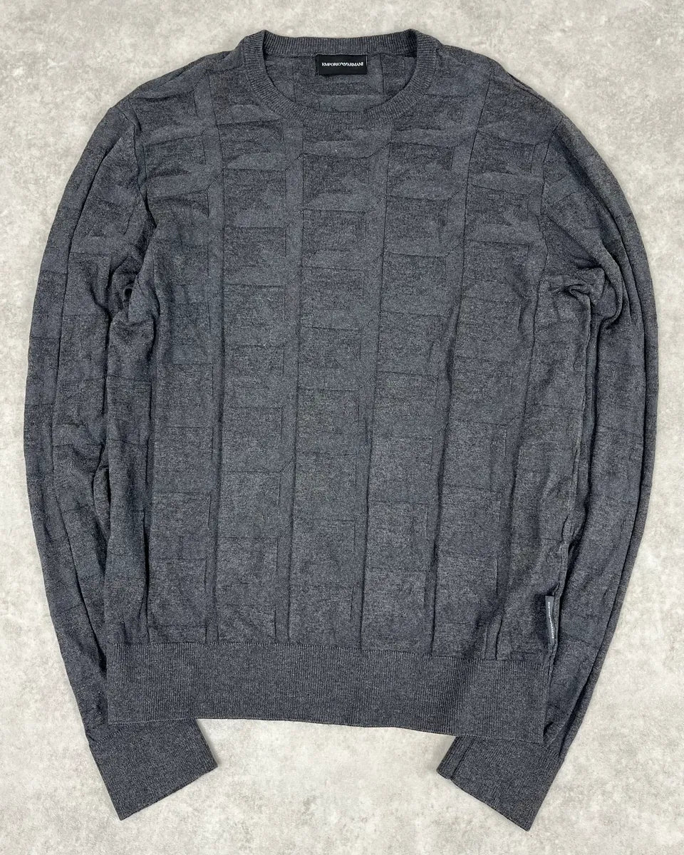 Emporio Armani Grey Square Wool Sweater nALgifD 3