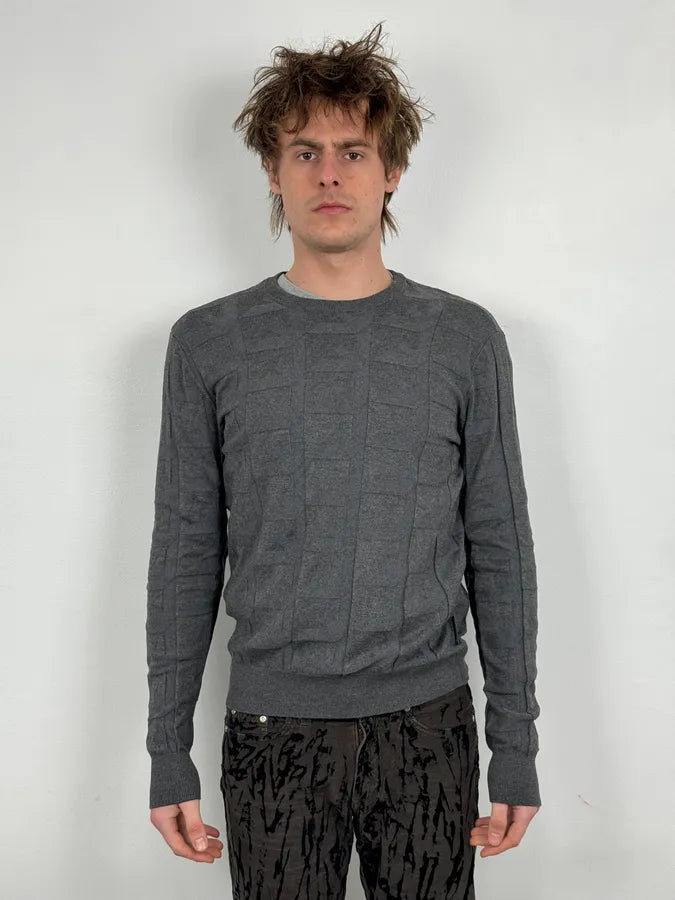 Emporio Armani Grey Square Wool Sweater nALgifD 1