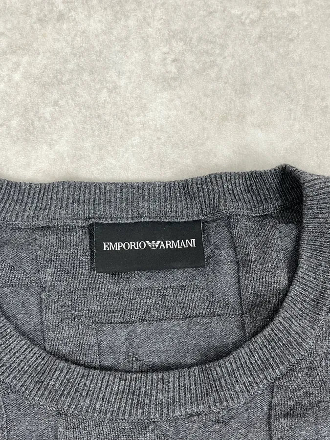 Emporio Armani Grey Square Wool Sweater nALgifD 7