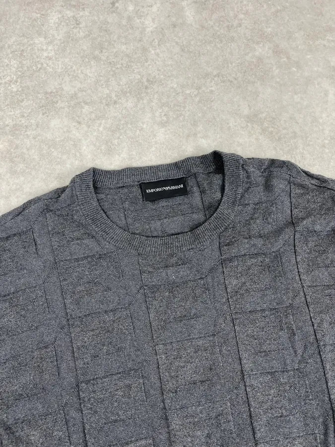 Emporio Armani Grey Square Wool Sweater nALgifD 4
