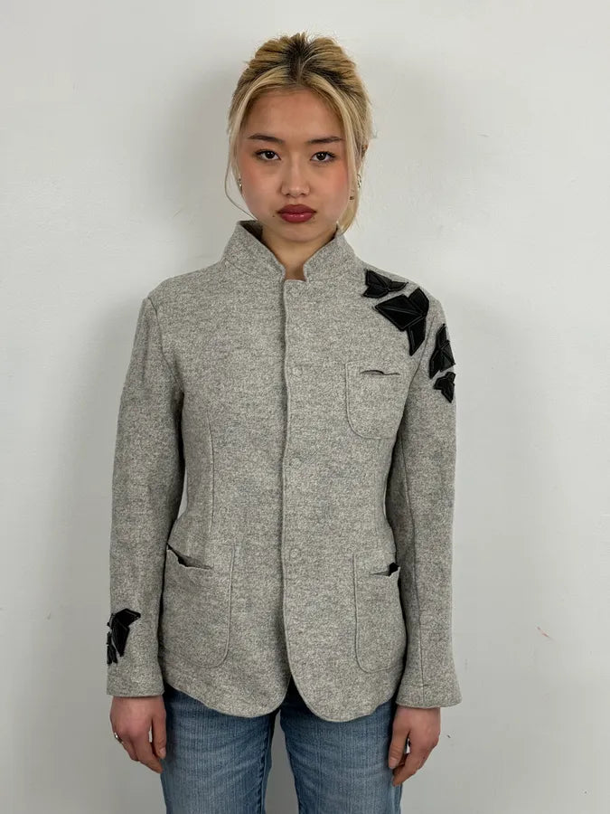 Emporio Armani Grey Wool Black Relief Jacket WCCHTpL 1
