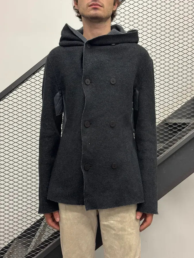 Emporio Armani Grey Wool Oversized Hooded Jacket cSmEcyq 1