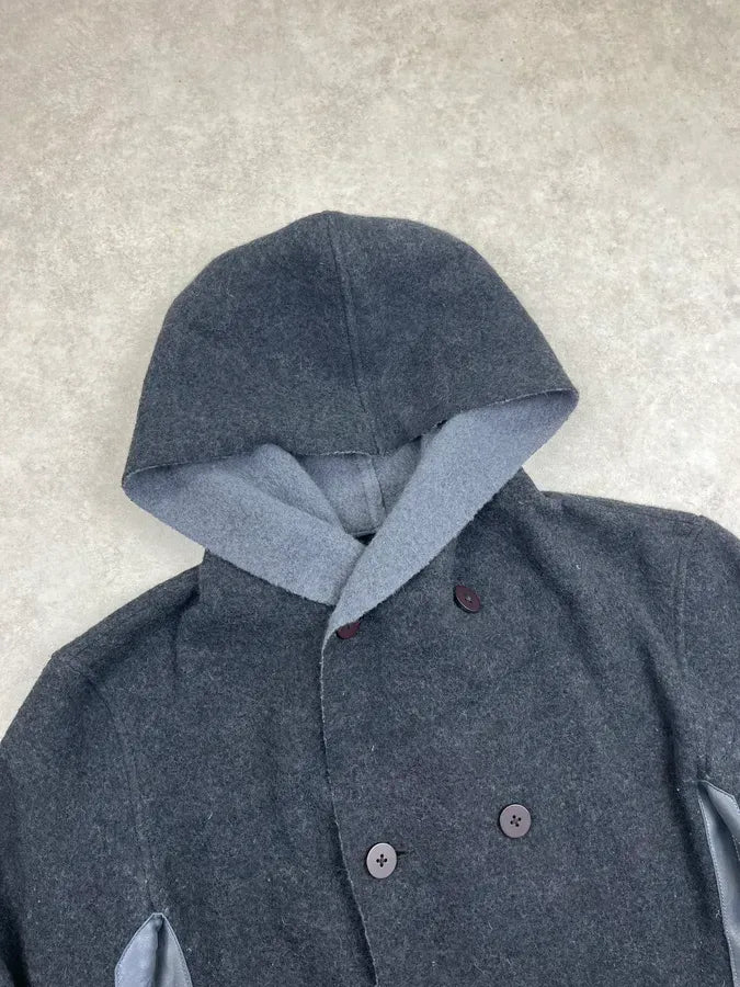Emporio Armani Grey Wool Oversized Hooded Jacket cSmEcyq 3