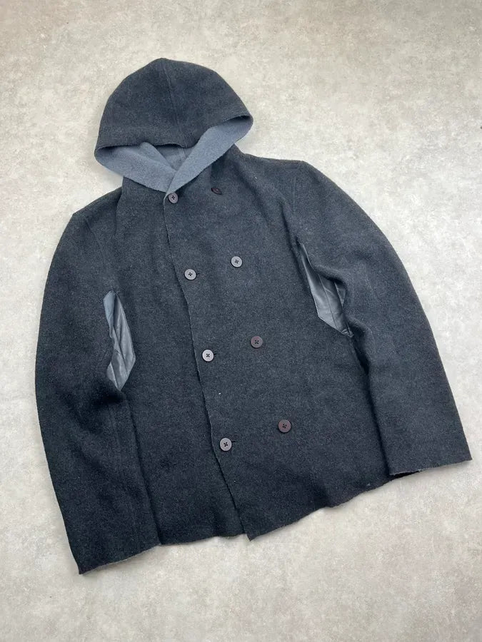 Emporio Armani Grey Wool Oversized Hooded Jacket cSmEcyq 4