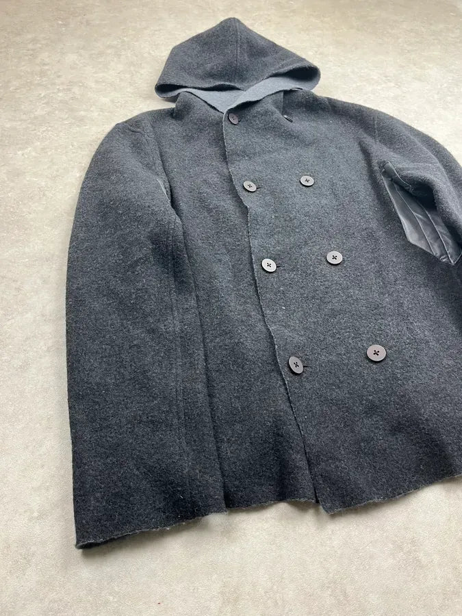 Emporio Armani Grey Wool Oversized Hooded Jacket cSmEcyq 5