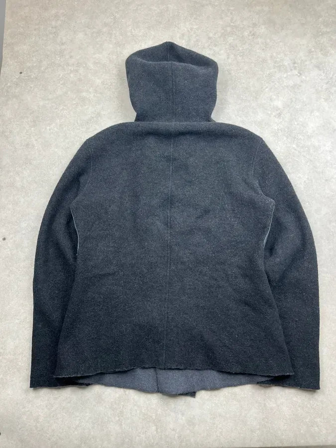 Emporio Armani Grey Wool Oversized Hooded Jacket cSmEcyq 6