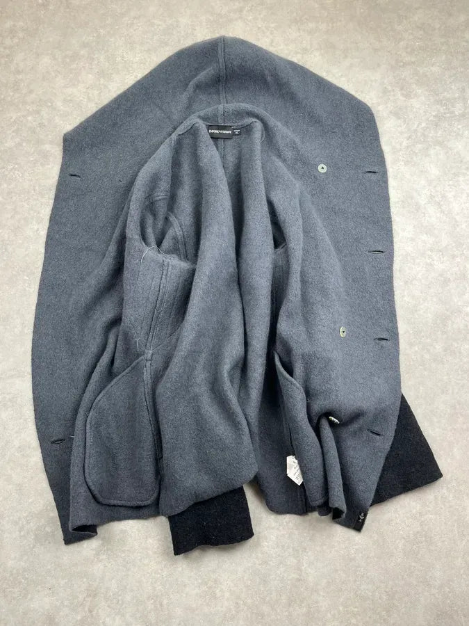 Emporio Armani Grey Wool Oversized Hooded Jacket cSmEcyq 8