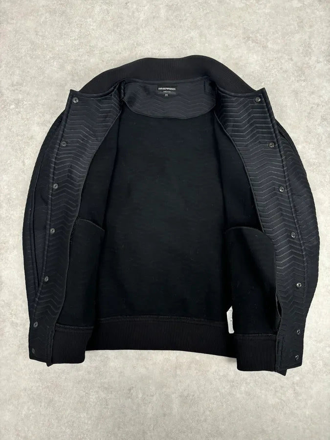 A2013 Emporio Armani Black Patterned Bomber Jacket rdieMVb 6