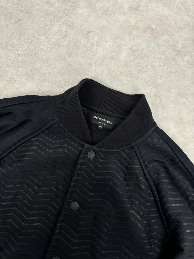 A2013 Emporio Armani Black Patterned Bomber Jacket rdieMVb 3