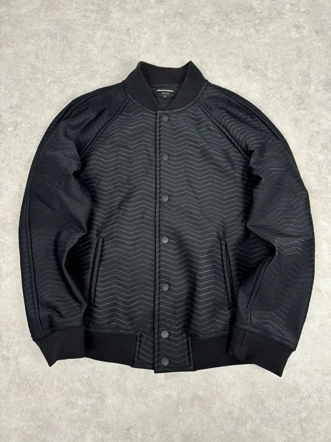 A2013 Emporio Armani Black Patterned Bomber Jacket rdieMVb 0