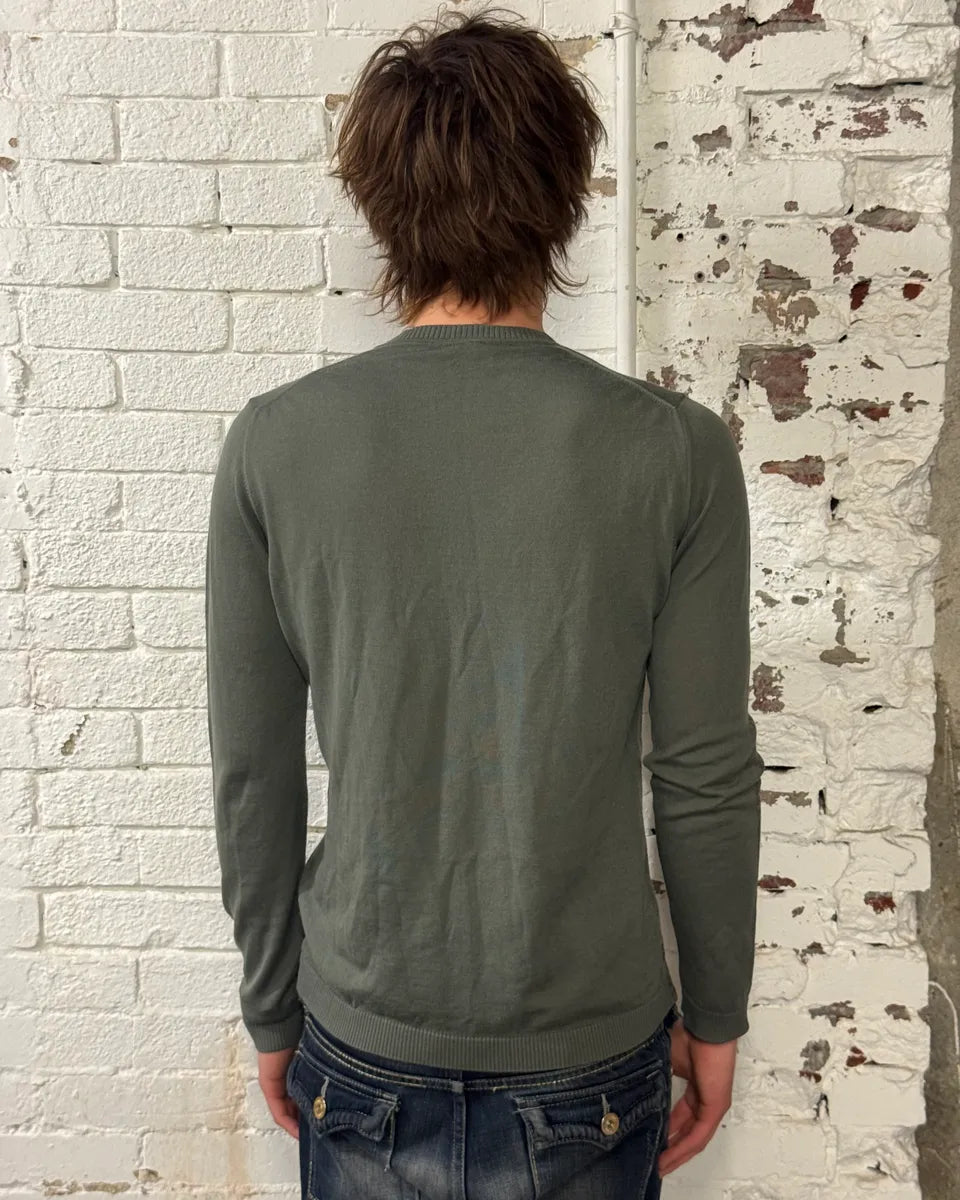 Emporio Armani Khaki Wool Asymmetrical Sweater QnbSfPQ 2