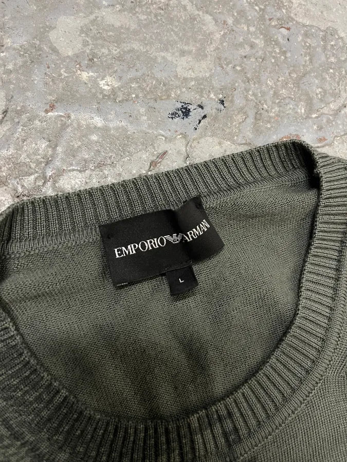 Emporio Armani Khaki Wool Asymmetrical Sweater QnbSfPQ 7