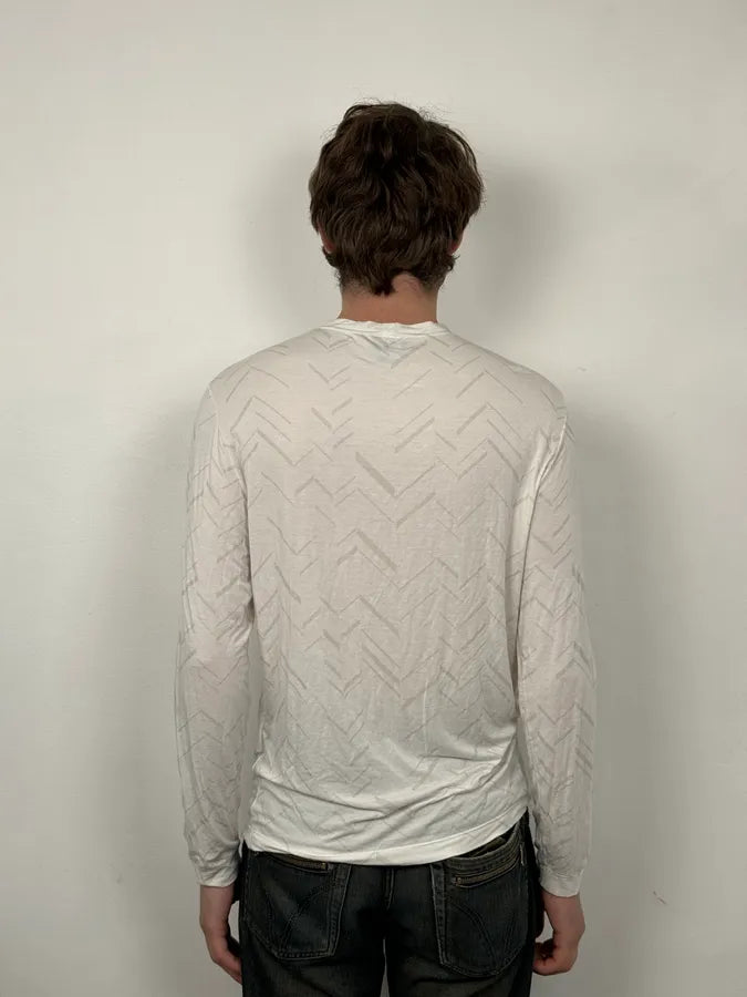 AW2019 Giorgio Armani Lines White Longsleeves tKOEKgu 2