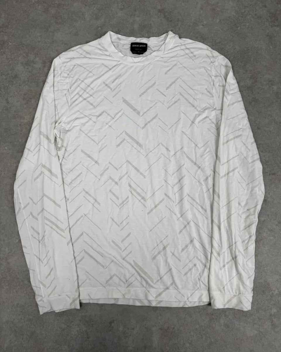 AW2019 Giorgio Armani Lines White Longsleeves tKOEKgu 0
