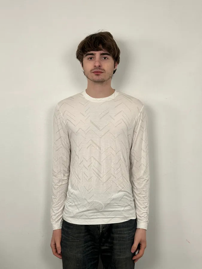 AW2019 Giorgio Armani Lines White Longsleeves tKOEKgu 1