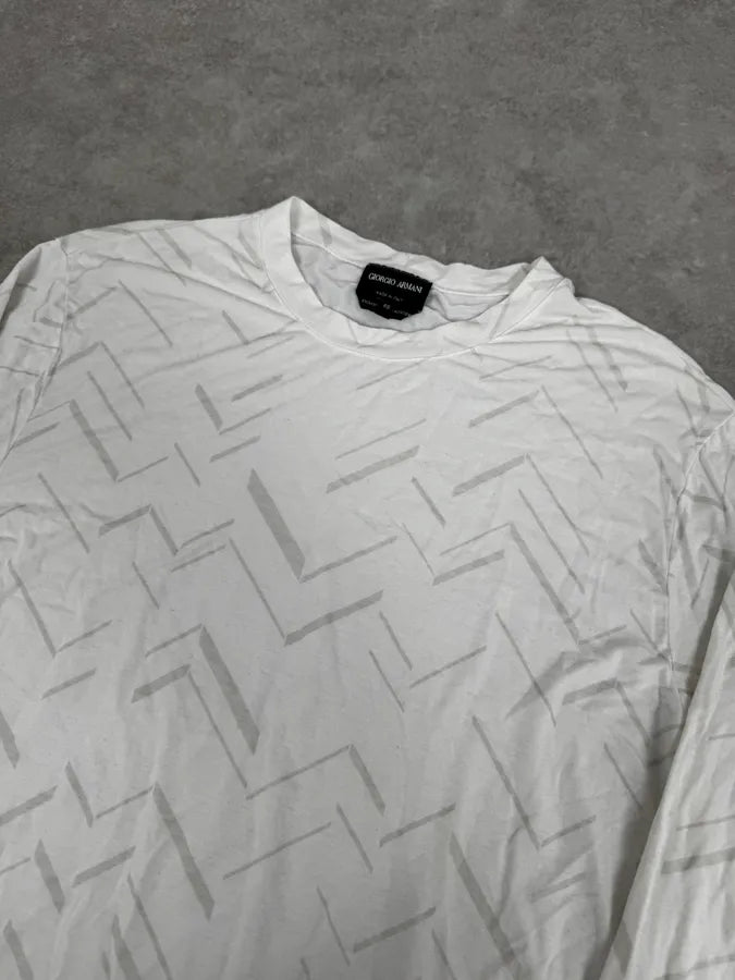 AW2019 Giorgio Armani Lines White Longsleeves tKOEKgu 4