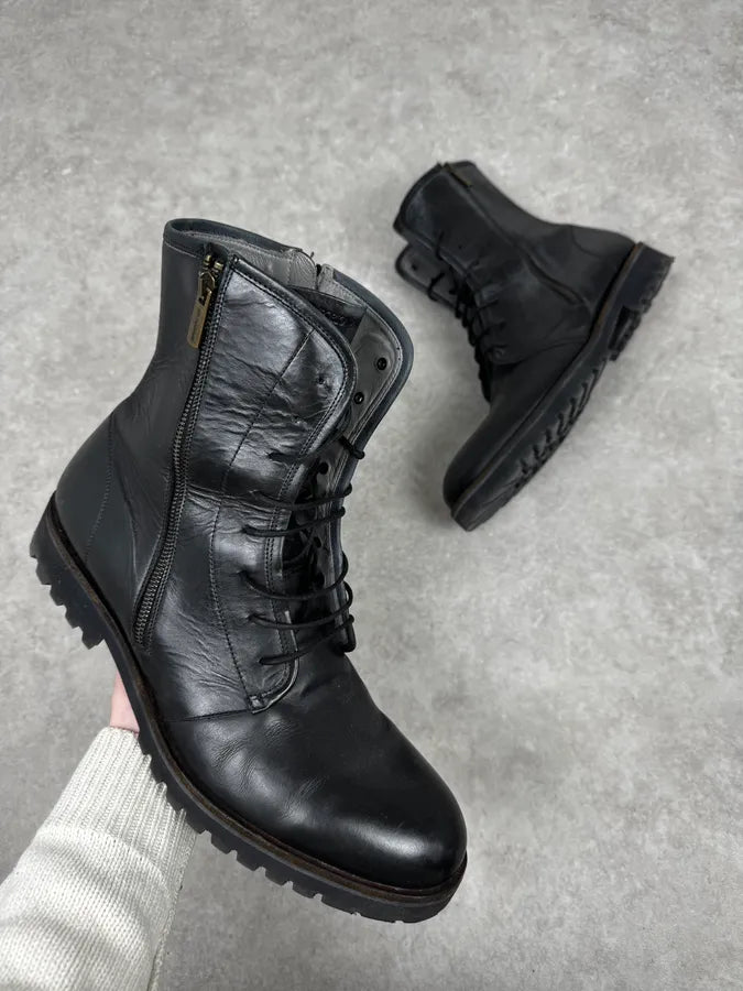 Emporio Armani Multi Zips Black Leather Boots svgEknq 0