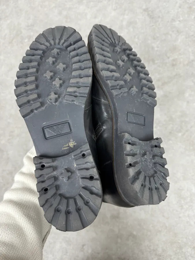 Emporio Armani Multi Zips Black Leather Boots svgEknq 4