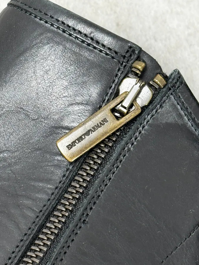 Emporio Armani Multi Zips Black Leather Boots svgEknq 5