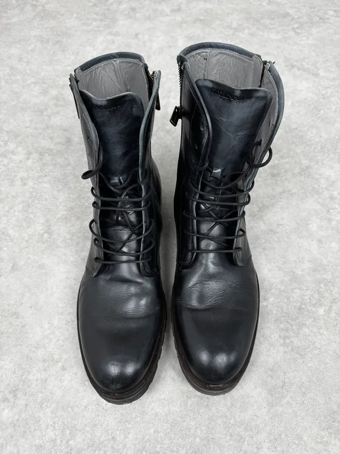 Emporio Armani Multi Zips Black Leather Boots svgEknq 2