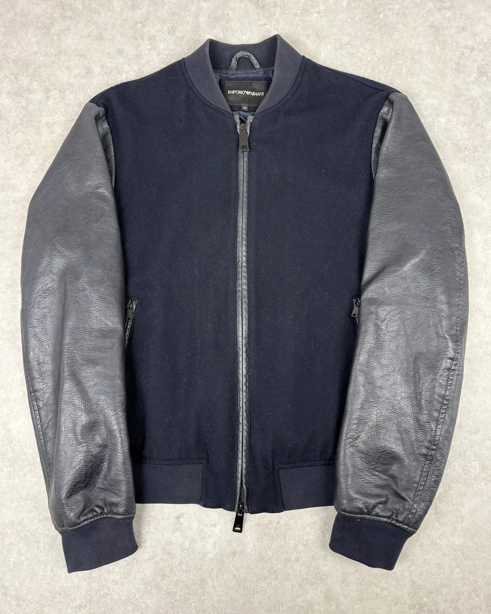 Emporio Armani Navy & Black Wool Bomber Jacket yJGuDNr 0