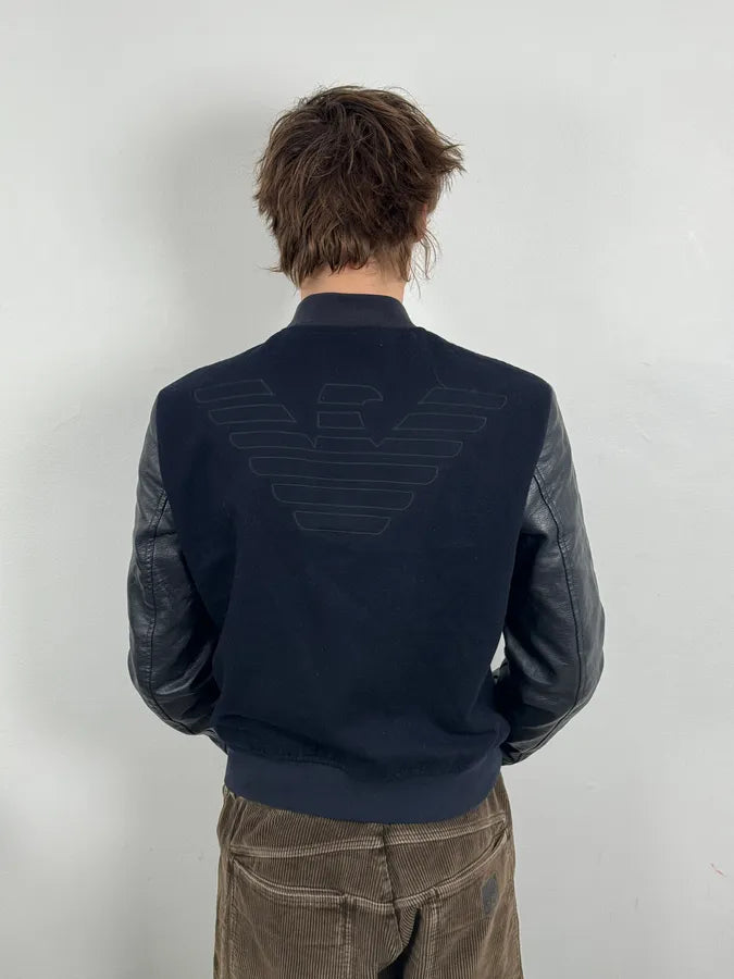 Emporio Armani Navy & Black Wool Bomber Jacket yJGuDNr 2