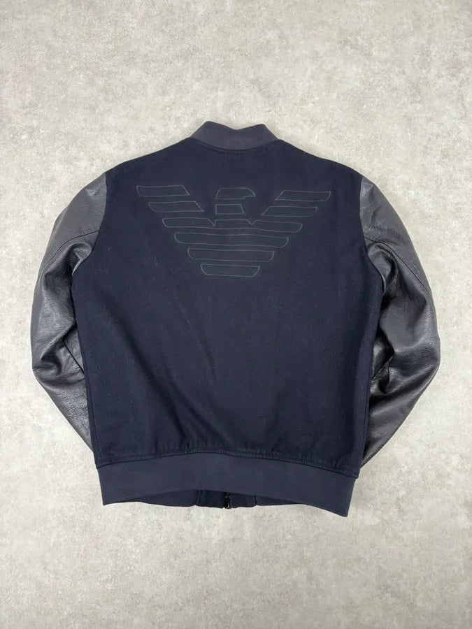 Emporio Armani Navy & Black Wool Bomber Jacket yJGuDNr 5