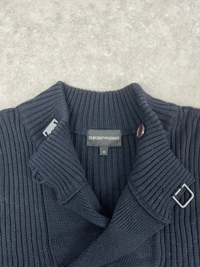 Emporio Armani Navy Asymmetrical Collar Sweater HcDlsiE 8