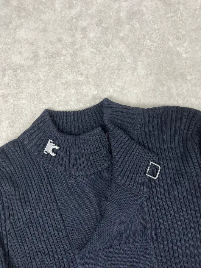 Emporio Armani Navy Asymmetrical Collar Sweater HcDlsiE 5