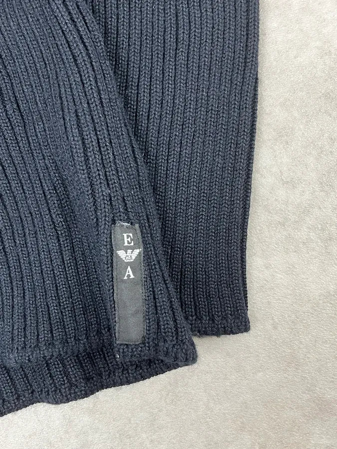 Emporio Armani Navy Asymmetrical Collar Sweater HcDlsiE 9