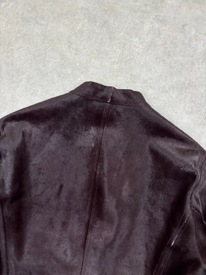 AW2018 Emporio Armani Brown Pony Hair Leather Jacket ulSqVNl 5