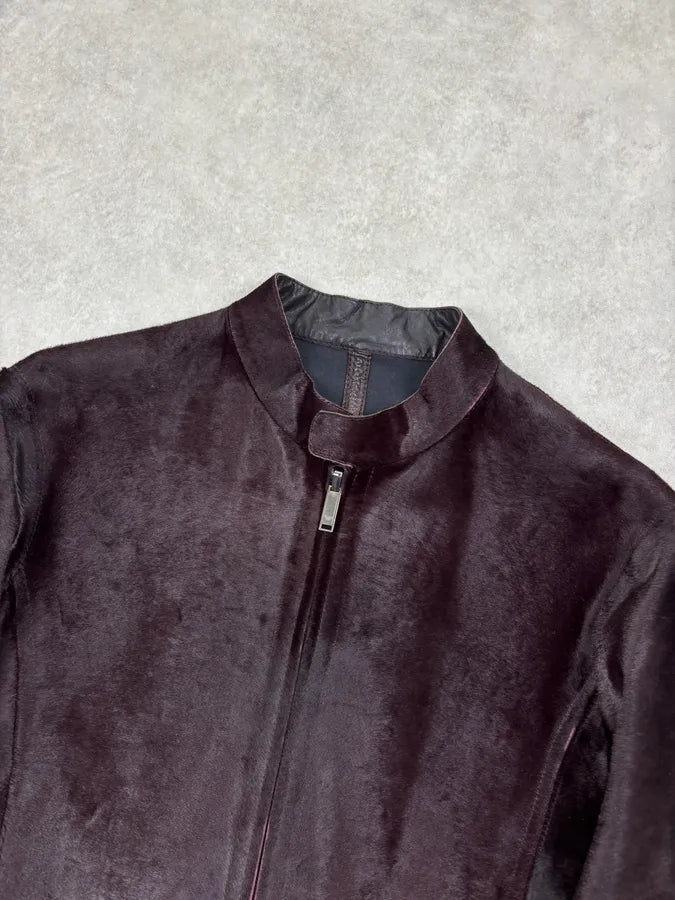 AW2018 Emporio Armani Brown Pony Hair Leather Jacket ulSqVNl 3