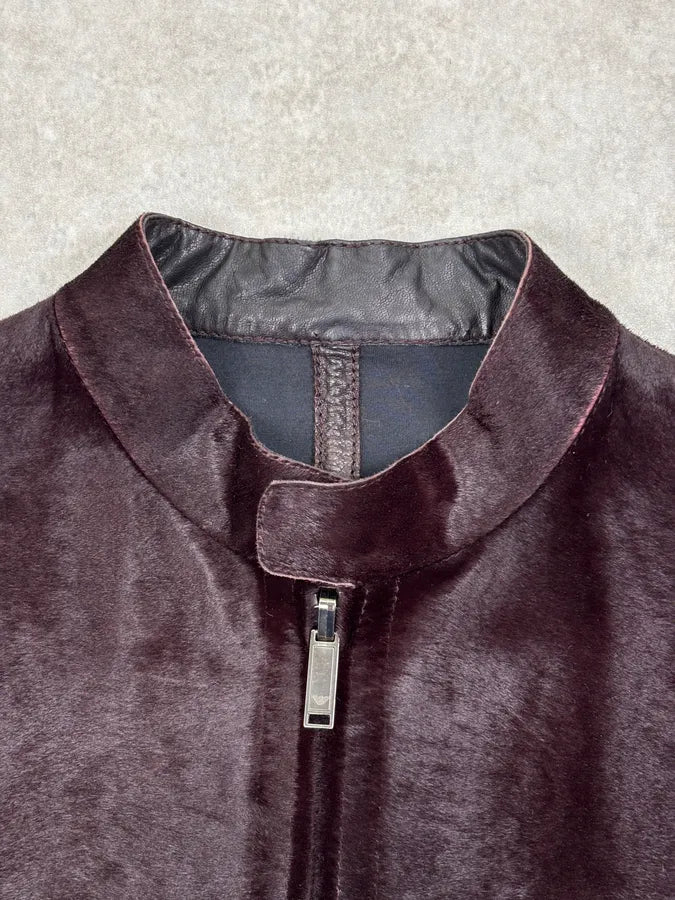 AW2018 Emporio Armani Brown Pony Hair Leather Jacket ulSqVNl 6