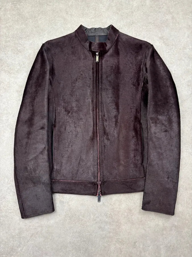AW2018 Emporio Armani Brown Pony Hair Leather Jacket ulSqVNl 0