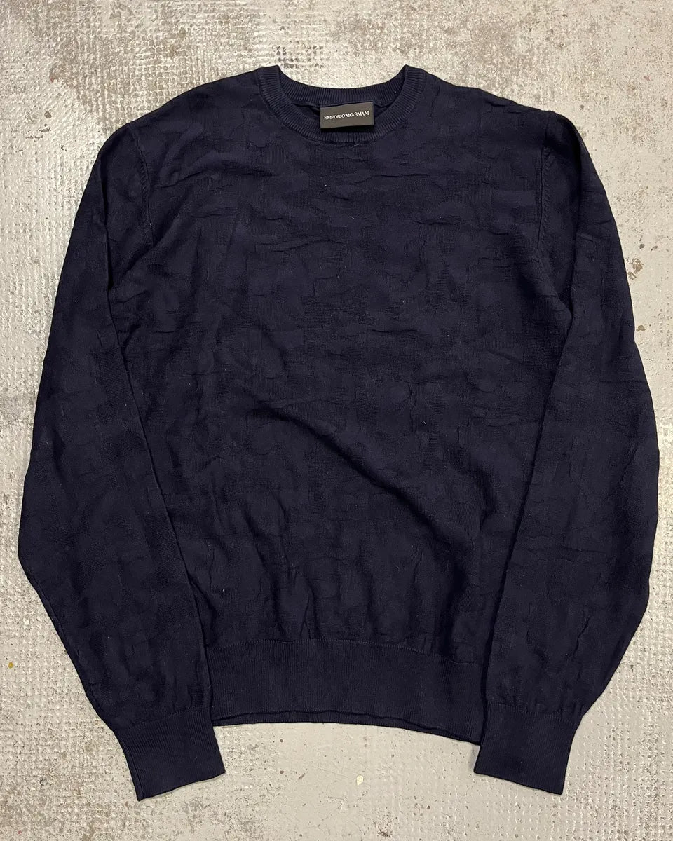Emporio Armani Navy Textured Sweater nZUeCnK 0