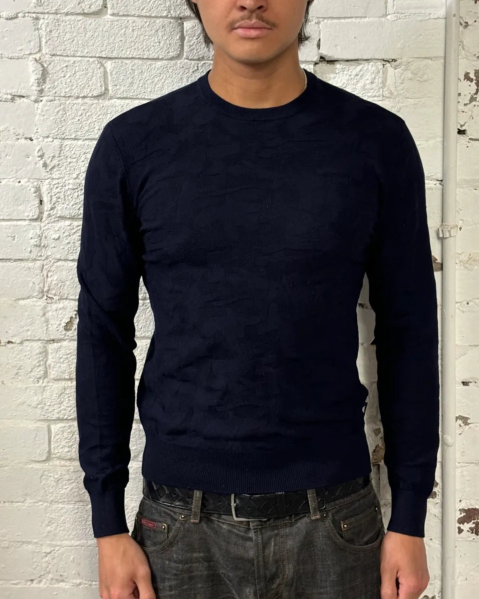 Emporio Armani Navy Textured Sweater nZUeCnK 1