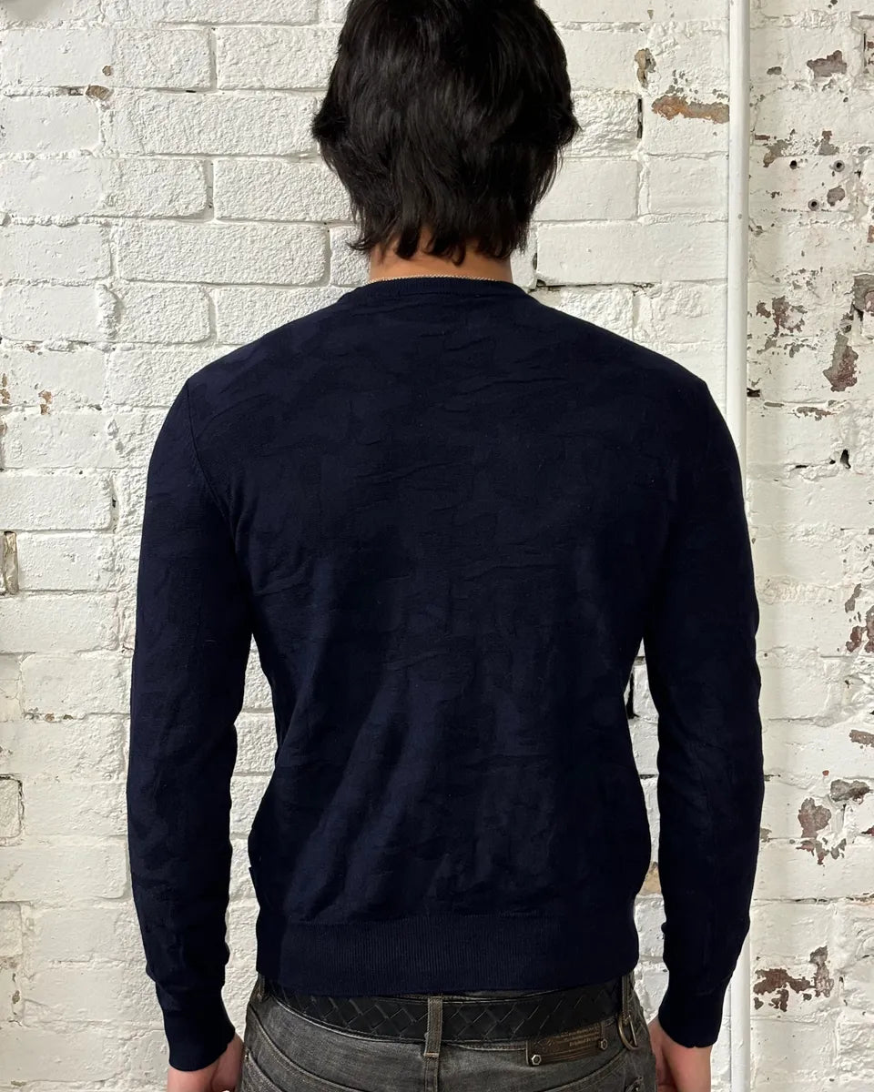Emporio Armani Navy Textured Sweater nZUeCnK 2