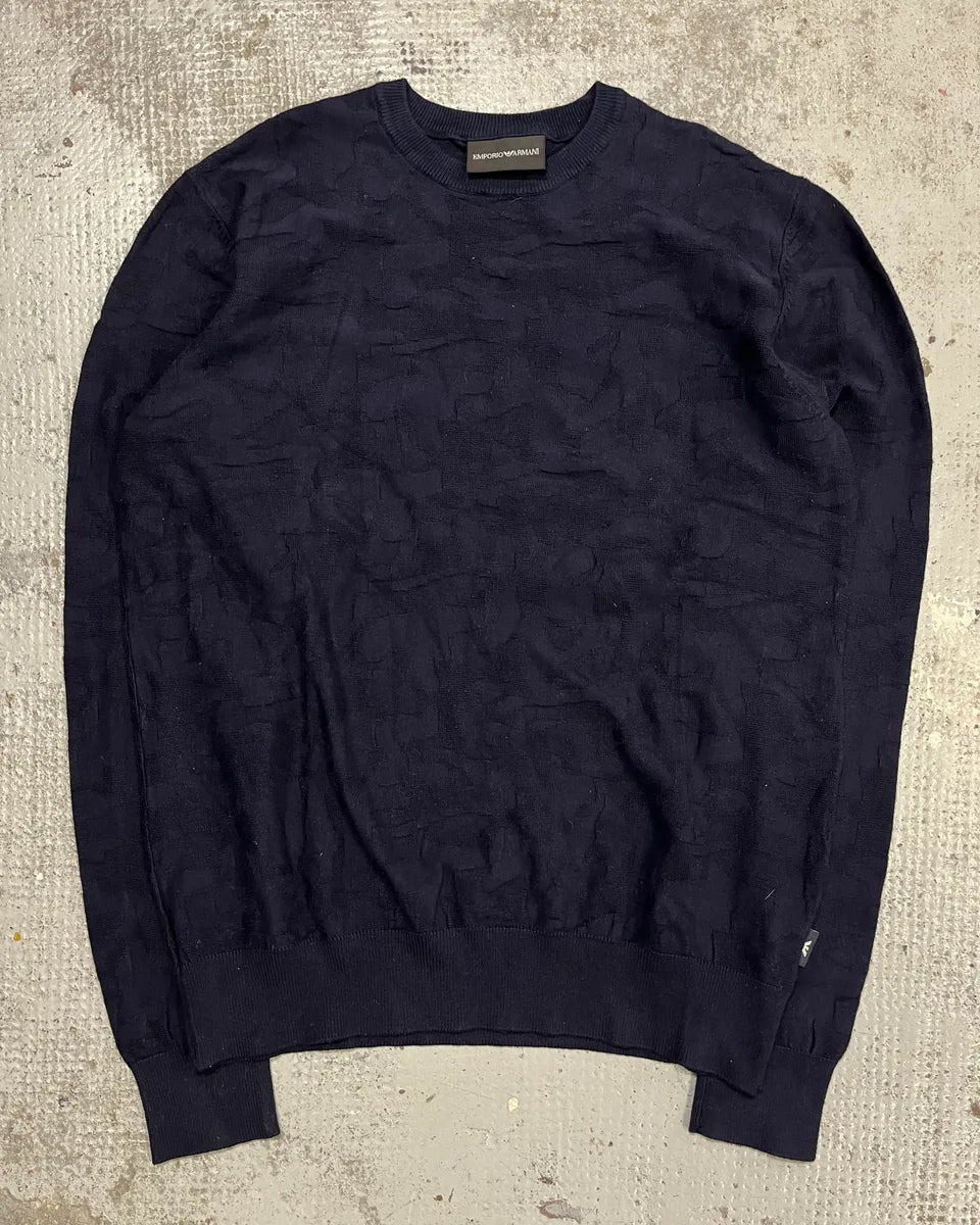 Emporio Armani Navy Textured Sweater nZUeCnK 3
