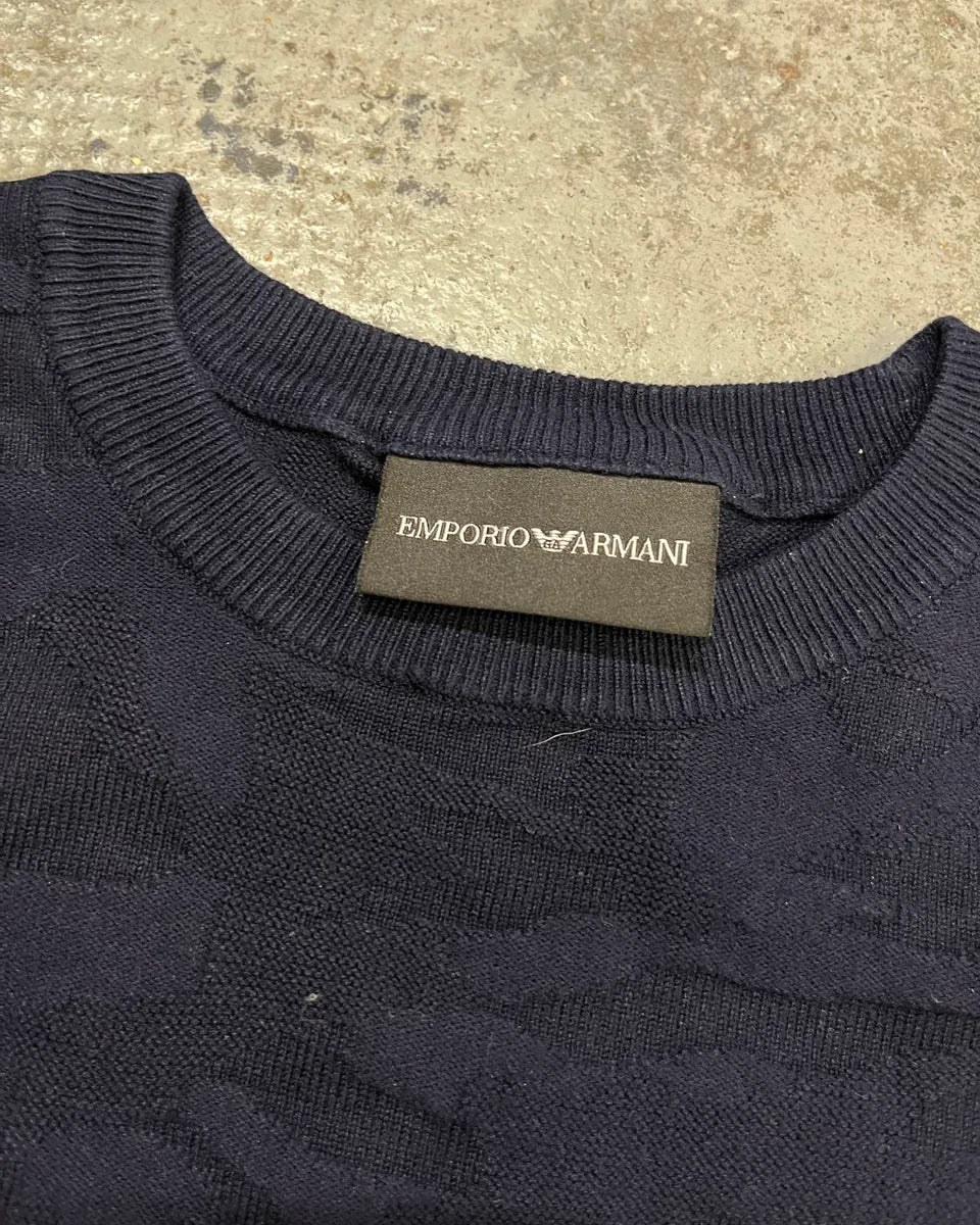Emporio Armani Navy Textured Sweater nZUeCnK 7