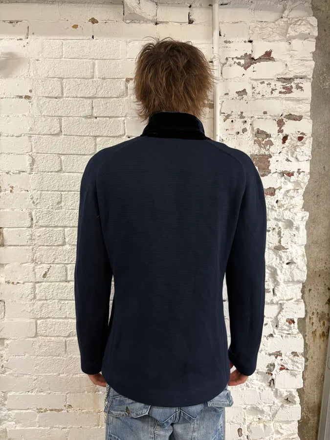 AW2018 Emporio Armani Navy Velvet Floral Embroidered Hybrid Jacket vvUktVy 3