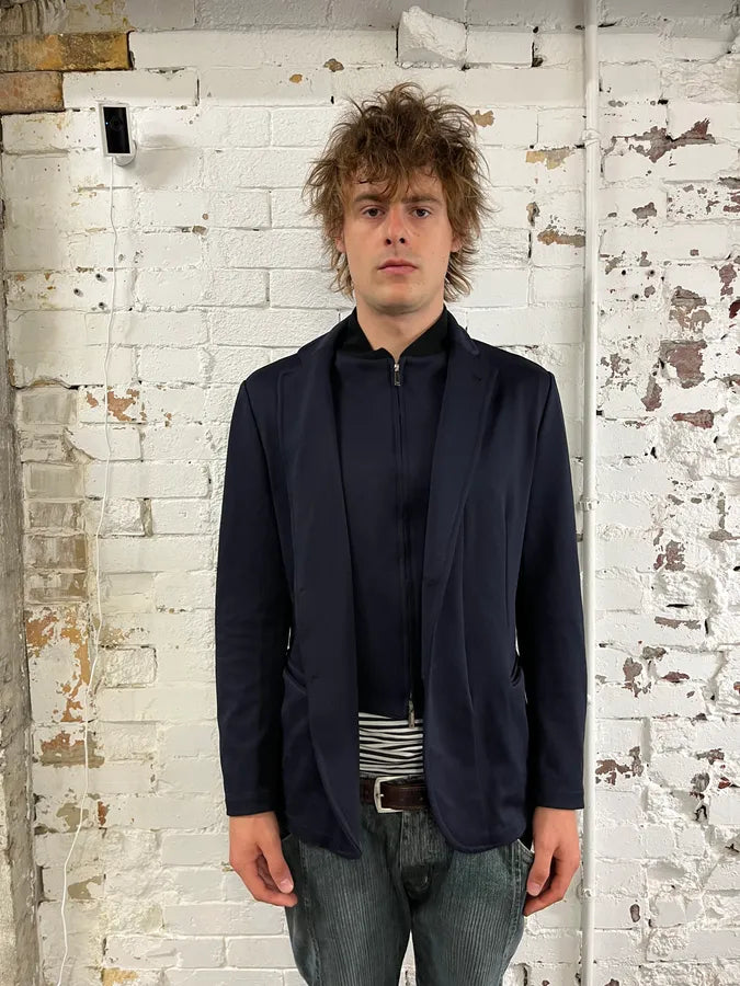 AW2013 Emporio Armani Navy Wool Layered Blazer Jacket WiUFyIY 1
