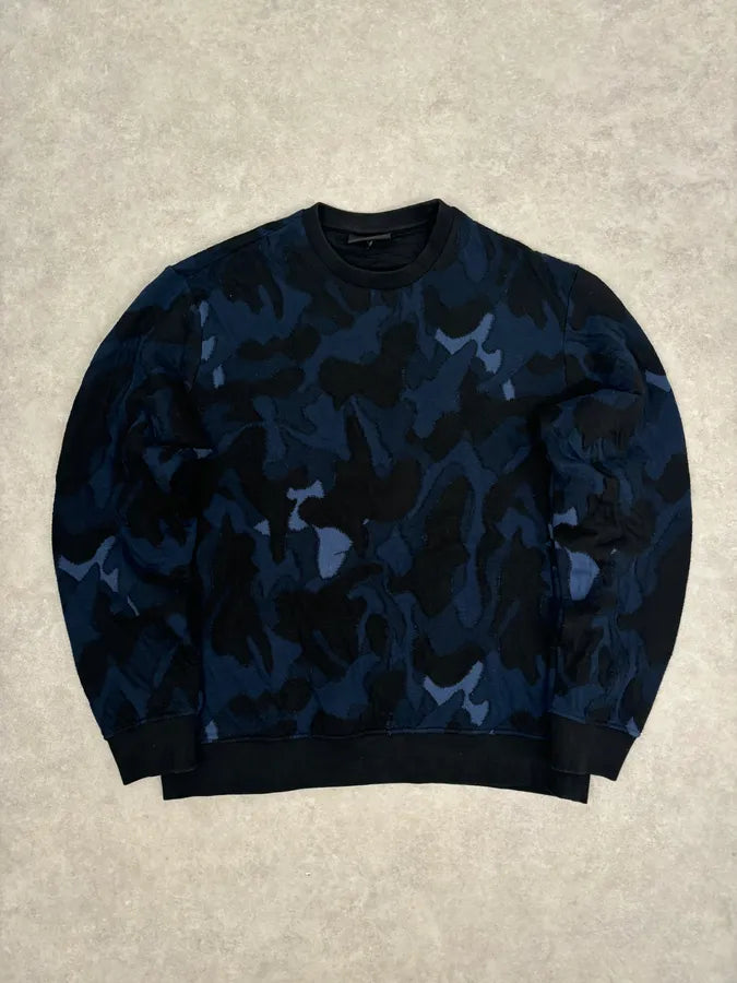 SS2018 Emporio Armani Navy Wool Camouflage Sweater QeFZzxC 0