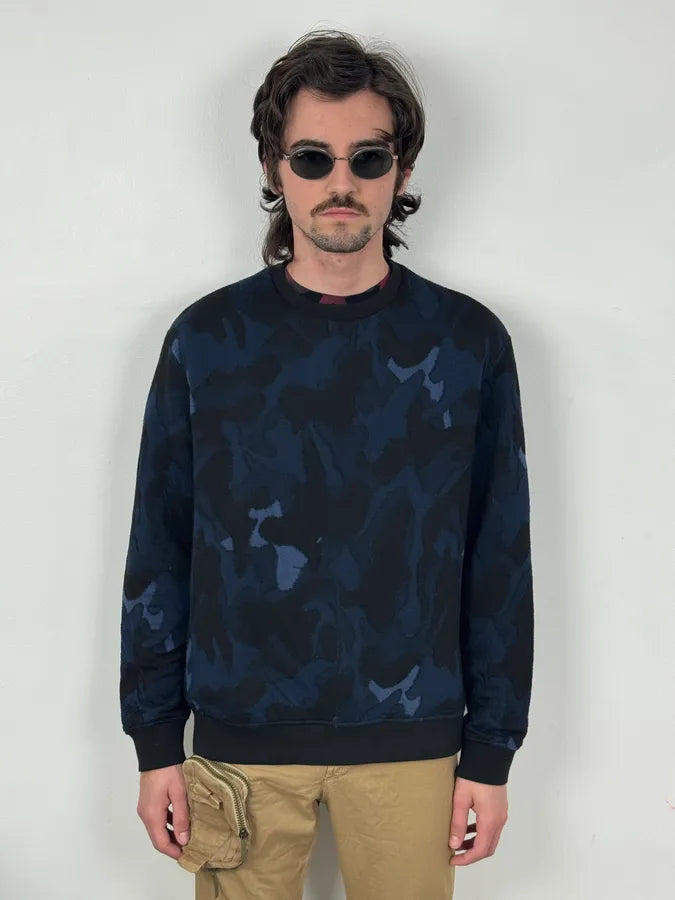 SS2018 Emporio Armani Navy Wool Camouflage Sweater QeFZzxC 1