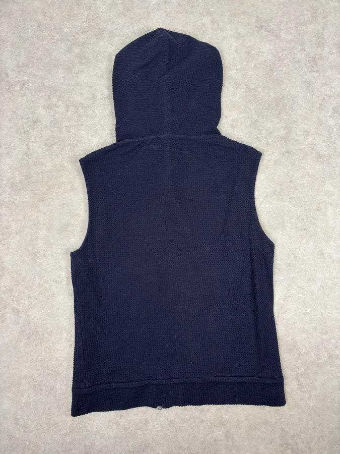 Emporio Armani Navy Asymmetrical Zip Hooded Vest  RFNleEy 4