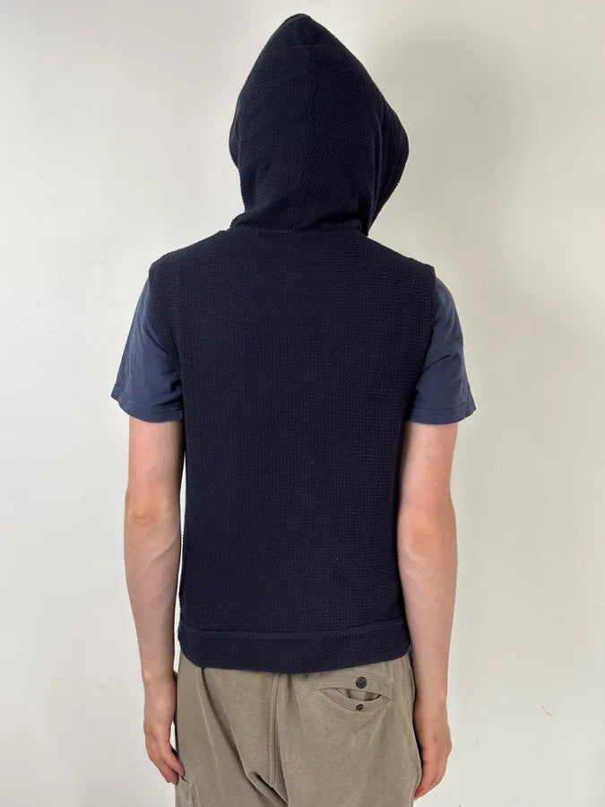 Emporio Armani Navy Asymmetrical Zip Hooded Vest  RFNleEy 2